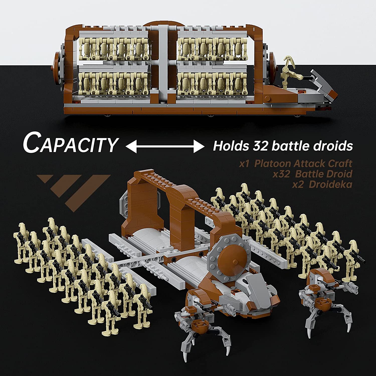 Star Wars Separatist Droid Army Set With Attack Craft, Droideka, STAP and  B1 Battle Droids – Brikzz