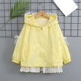 thumbnail image 4 of YunPes Girls Hooded Jacket Ruffle Lace Trim Zip-Up Windbreaker Coat Mesh Inner Lightweight Cozy Fall Cute Outerwear for Kids, 4 of 6