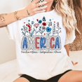 thumbnail image 2 of Floral America Tshirt , Floral Brushstroke USA, Retro America , 4th Of July, 2 of 2