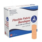 dynarex Flexible Fabric Bandages, 1 x 3 Inch, Fabric, Tan, 100 Count
