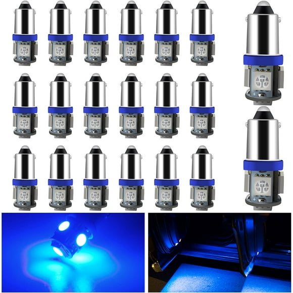 Everbrightt Paquete De 20 Bombillas Led Azules Ba9S 5050 5Smd Luz De Cuña De Liquidación Lámpara De Placa De Matrícula Luz Lateral 12 V
