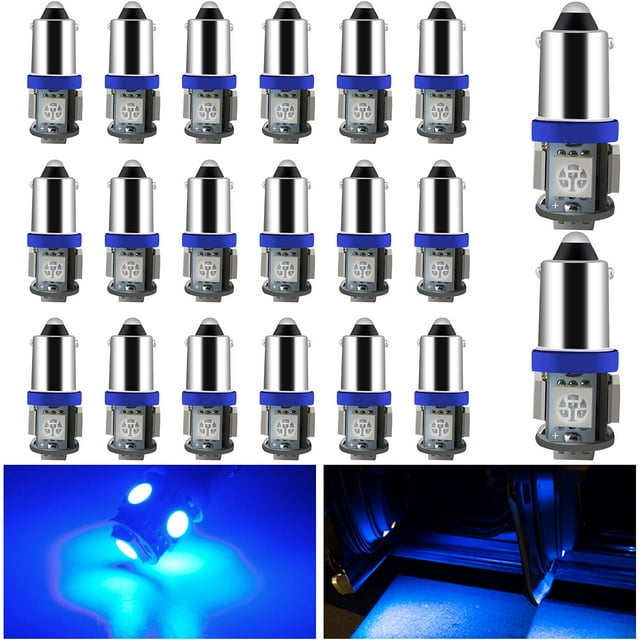 Everbrightt Paquete De 20 Bombillas Led Azules Ba9S 5050 5Smd Luz De Cuña De Liquidación Lámpara De Placa De Matrícula Luz Lateral 12 V