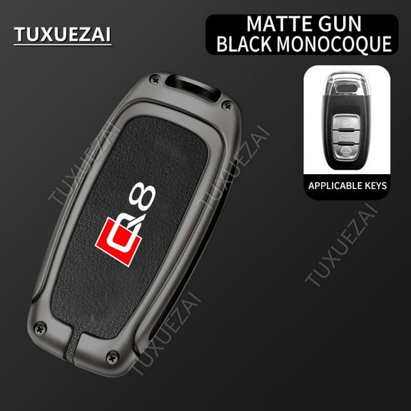 For Audi Q8 Key Cover Case A4 A5 A6 A7 Q5 Q6 Q7 A style 3 buttons Zinc Alloy Leather Car Key Cover
