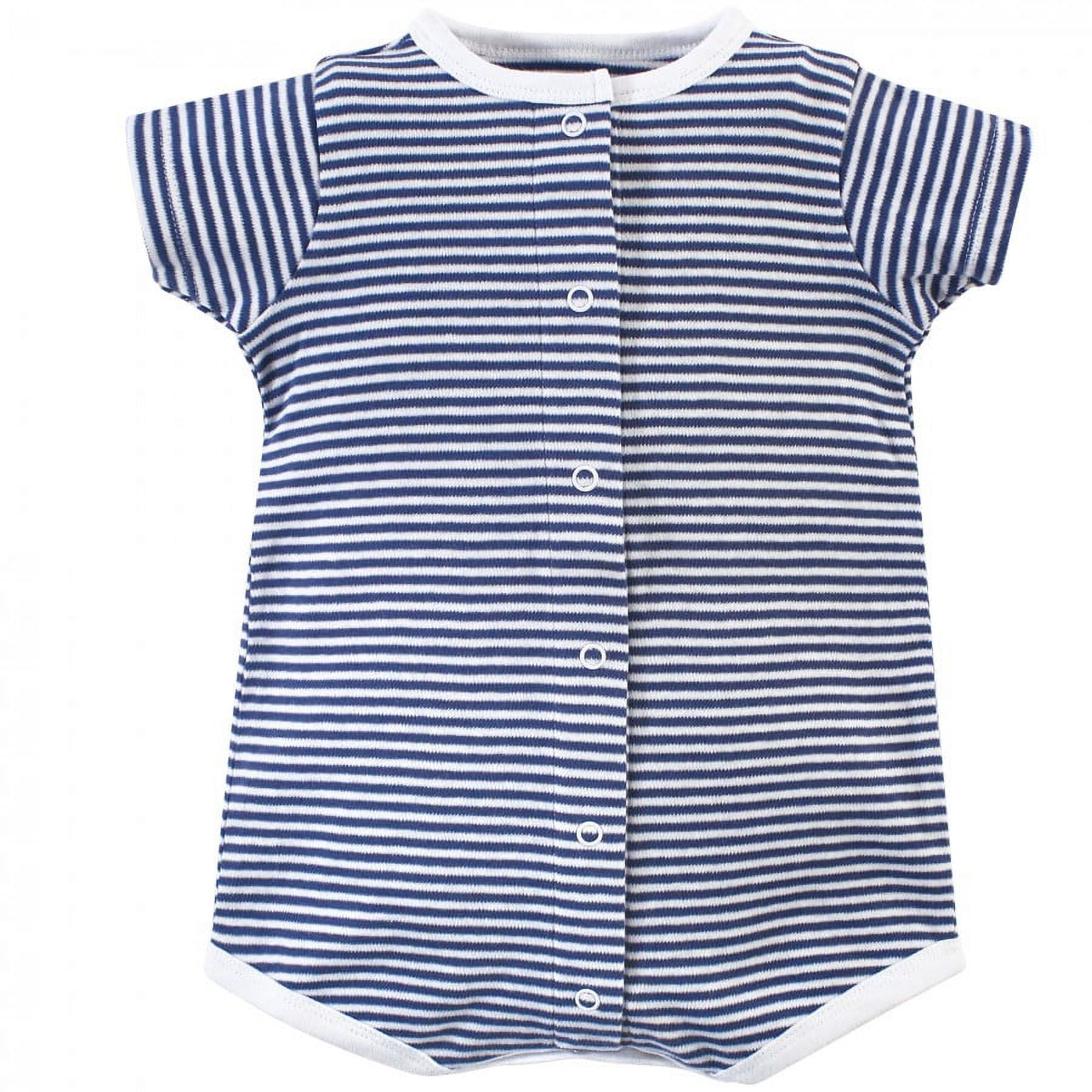 Touched by Nature Baby Boy Organic Cotton Rompers 3pk, Blue Whale, 9-12 Months