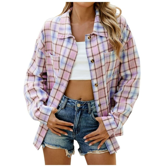 Women's Casual Plus Size Shacket Jacket Long Sleeve Button Down Blouse Top Comfortable Stylish Versatile Layering Piece