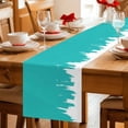 thumbnail image 5 of Abstract Teal Table Runner 48 Inches, Modern Minimalist Graffiti Artwork Bed Runner Dresser Scarves Tabletop for Indoor Outdoor Parties/Ceremony/Banquet, 13" x 48", 5 of 9