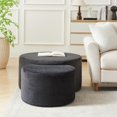 thumbnail image 6 of CKEASEAN 50" Modern Nesting Coffee Table Set of 2, Upholstered Round Center Tables with Ottoman, Side Table with Foam & Corduroy Fabric for Living Room, Apartment, No Assembly Needed, 6 of 11
