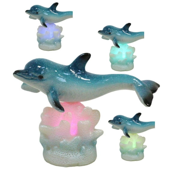 Ocean Marine Sea Dolphin Swimming By Tropical Coral Reef LED Light Figurine