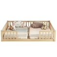 thumbnail image 6 of Euroco Wood Double Twin Size Bed, 2 Floor Beds in One with Guardrails, Natural, 6 of 16