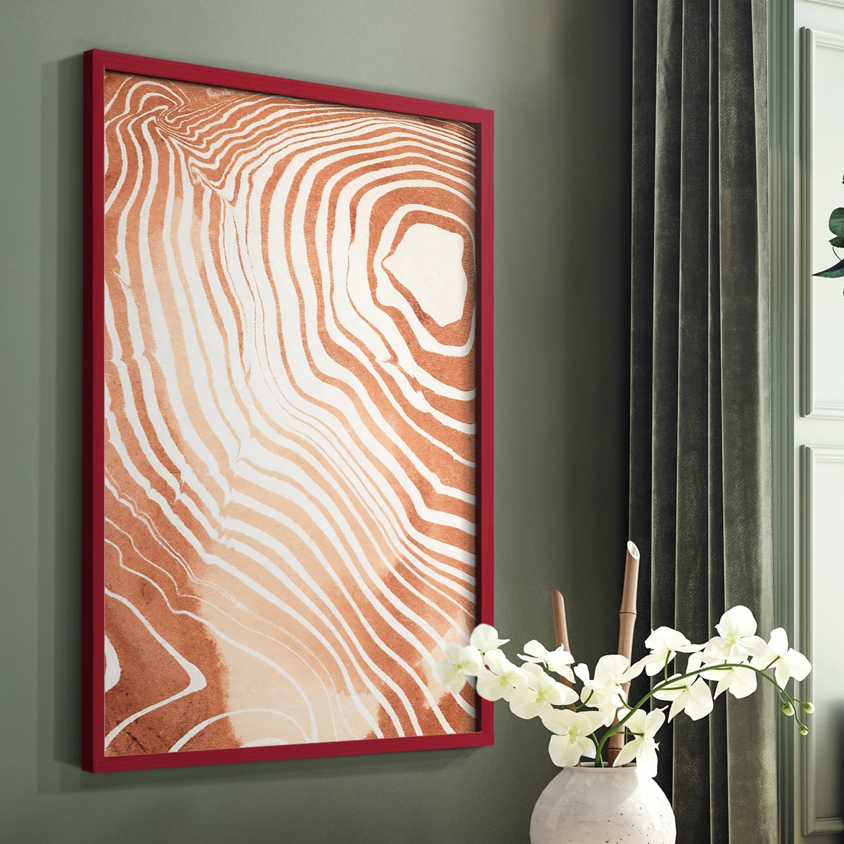 Wood Grain Suminagashi II Framed Print - Solid Wood in Single Picture Frame Solid Wood 2 Framed Print