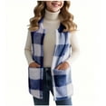 thumbnail image 3 of Posijego Big Girls Fleece Vest Jacket Plaid Fuzzy Sleeveless Outerwear Vest Girls Open Front with Pockets, 3 of 9
