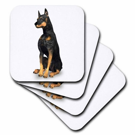3dRose Doberman Pinscher Dog Sitting, Soft Coasters, set of 8