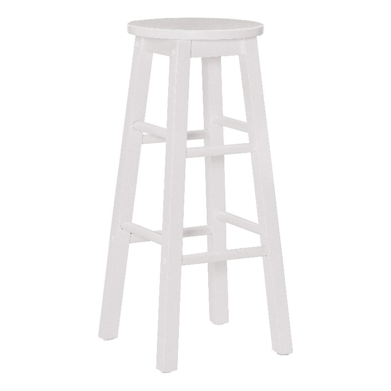 Linon Sims Wood Round Bar Stool in White