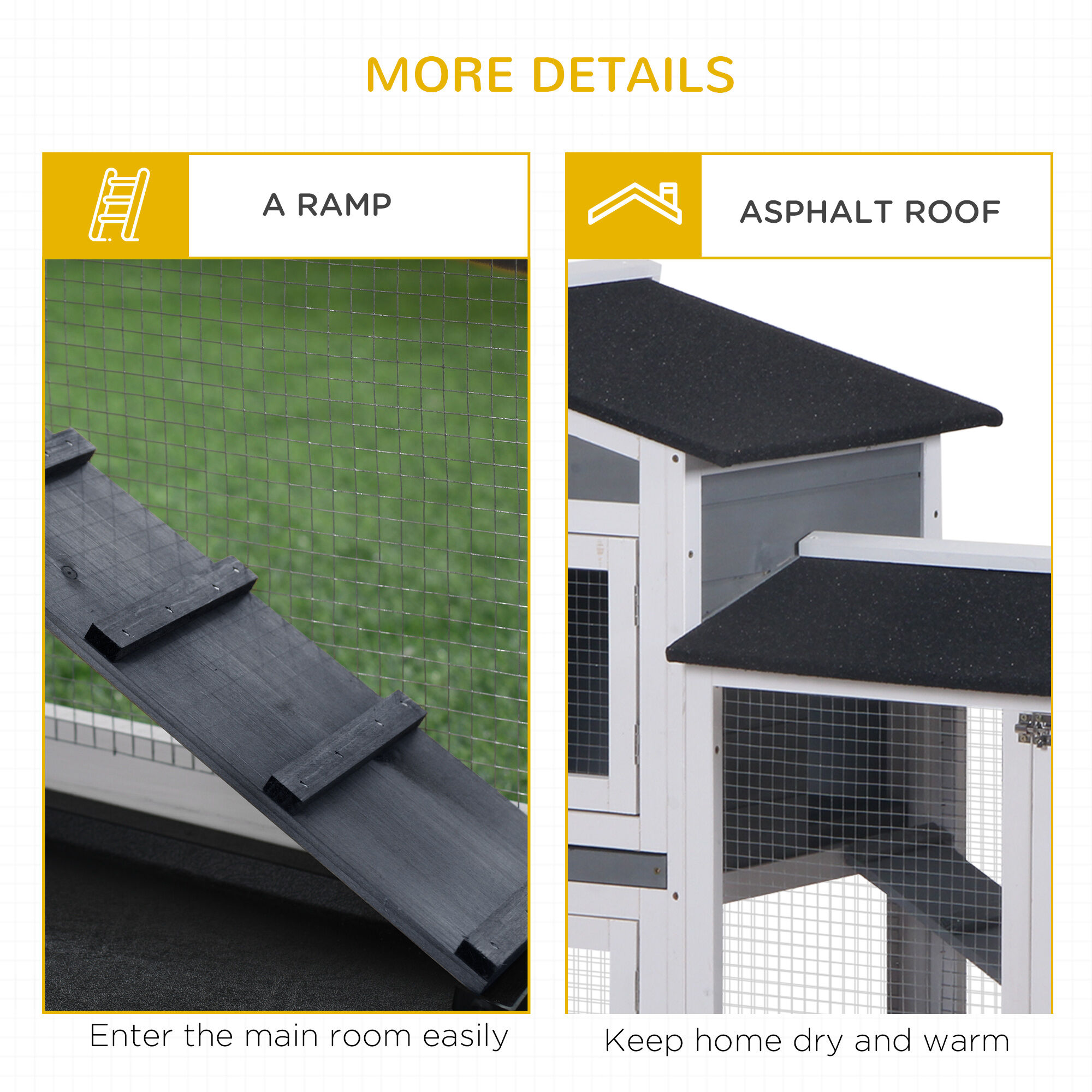 Orthopedic Dog Bed, PawHut 62" Rabbit Hutch, Wooden Bunny Hutch, Guinea Pig Cage, Small Animal Enclosure with Run Area, Removable Tray, Asphalt Roof, Lockable Doors and Ramp, Gray, Grey Dog Bed