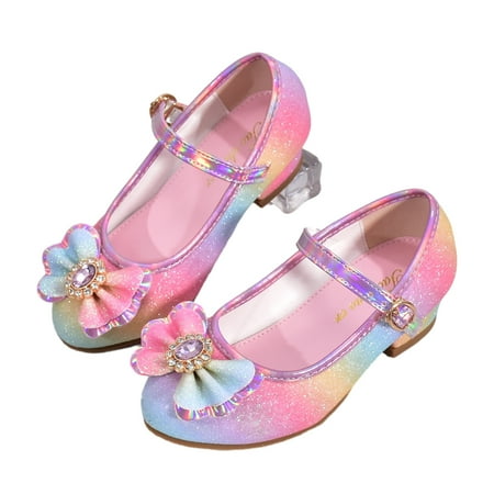 

Godderr Kids Toddler Girls Princess Shoes Seven Color Heels Catwalk Performance Shoes Dress Shoes Mary Jane Shoes Flats