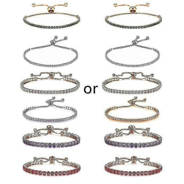 6 Colors Adjustable Cubic Zirconia Tennis Bracelet & Bangles For Women Girls