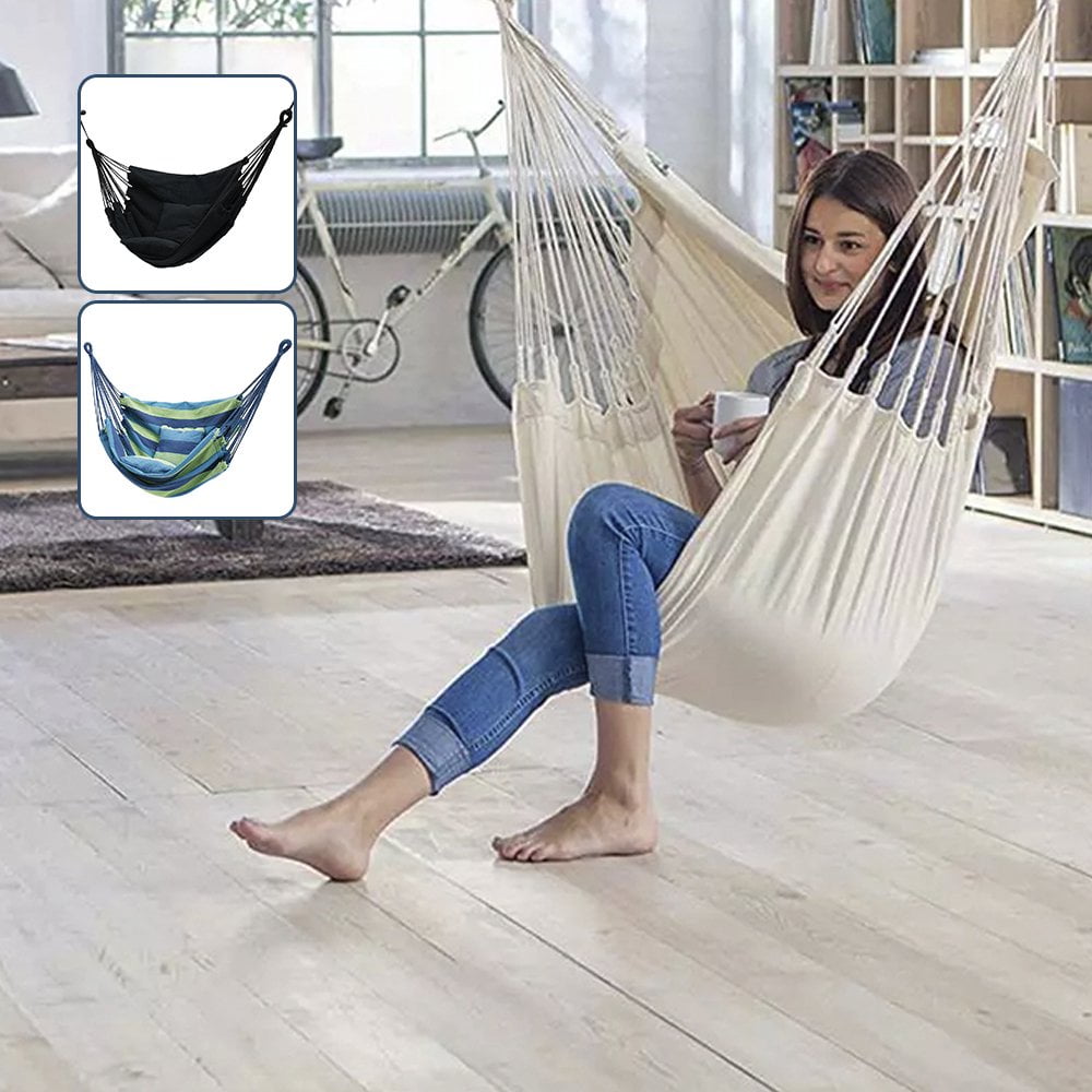 CNKOO Hammock Chair 300lb Weight Capacity Hanging Rope Swing Chair Portable Comfortable Hammock Seat Heavy Duty Hanging Swing Chair with 2 Cushions 2M Rope for Home Outdoor Balcony Garden Walmart