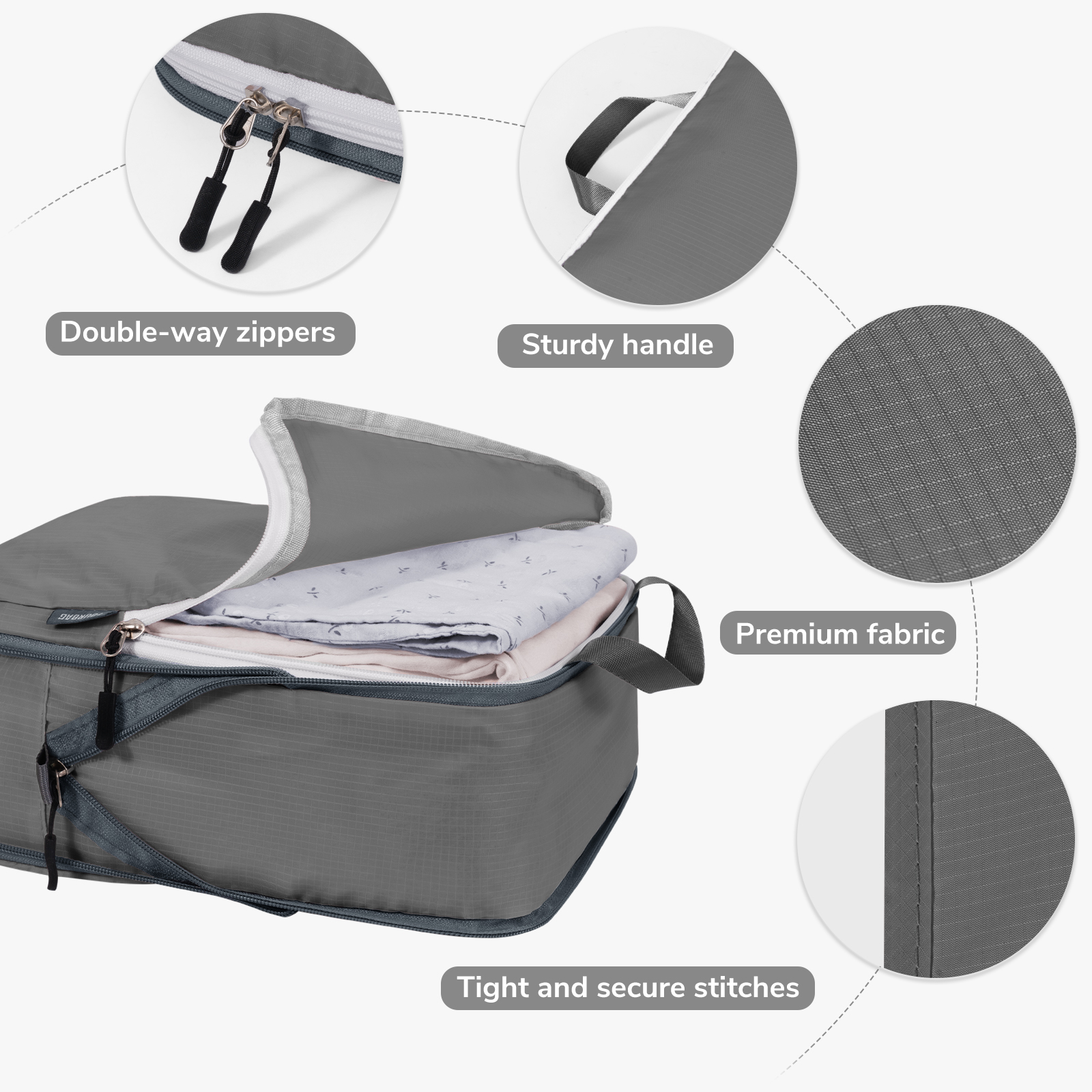 TIMEYARD 7 Set Compression Packing Cubes for Travel, Suitcase Organizer Bags Set for Luggage, Organizer Bags for Travel Accessories, Lightweight Travel Essentials, Gray