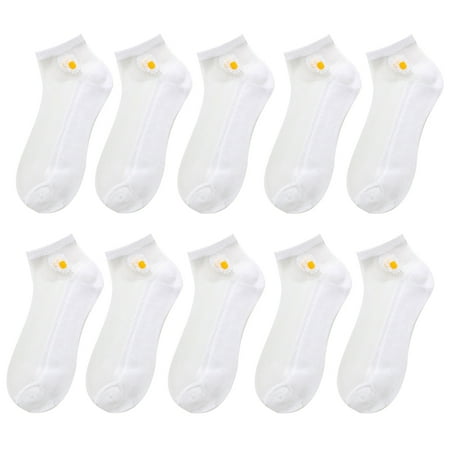 

Sanwood 5Pairs Women Summer See Through Sheer Marguerite Low Cut Invisible Boat Socks