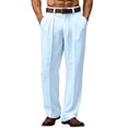 thumbnail image 2 of Men's Khaki Classic Fit Pleat Front Dress Pant Light Blue L, 2 of 7