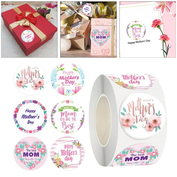 Pegatinas para el día de la madre, diámetro redondo de 3,8 cm, para sellos estilo 2 Colcomx mamá pegatinas