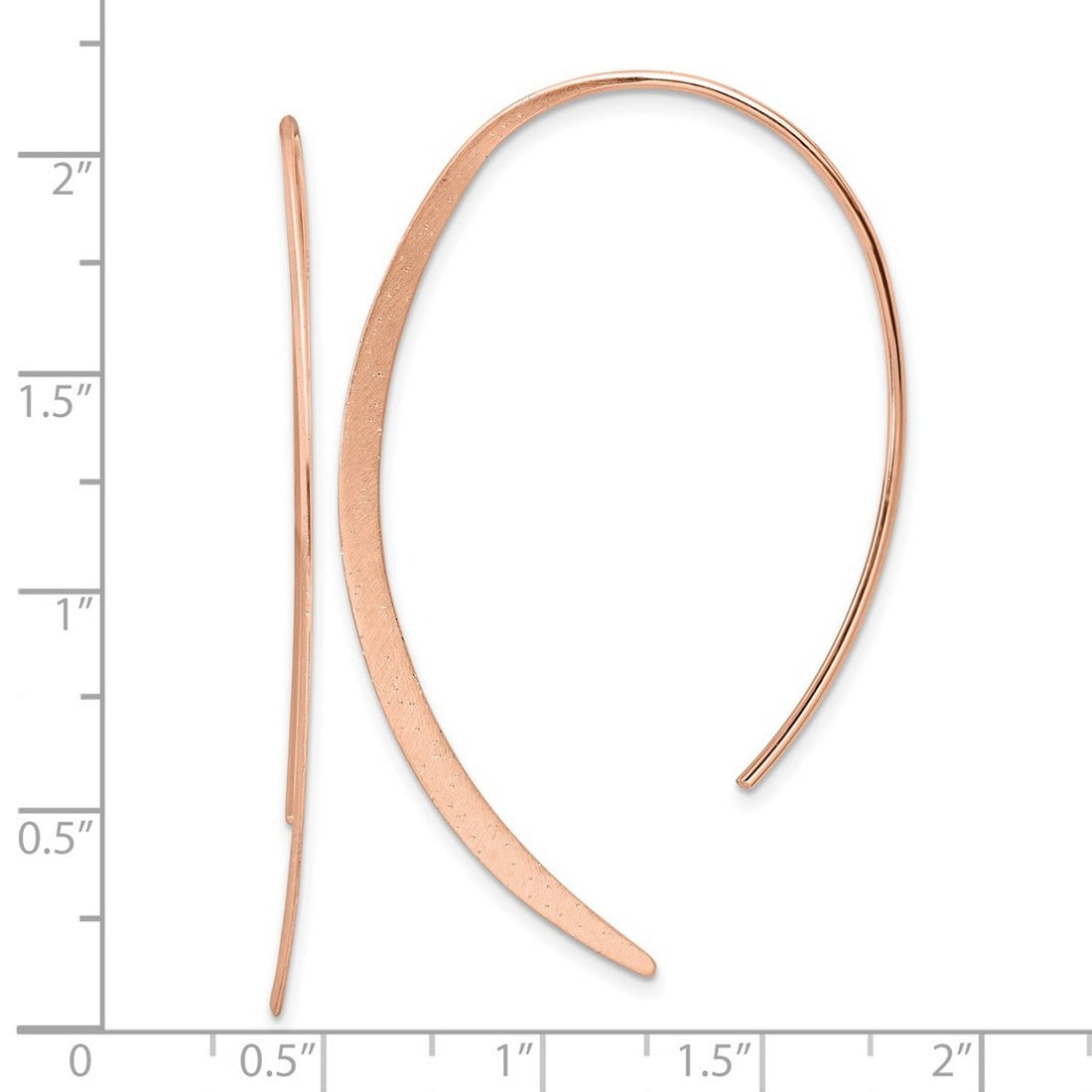925 Sterling Silver .50 Micron 18k Rose Gold Plated Brushed and Lasered Threader Earrings 54.2x0.5mm Wide Stud Earring f