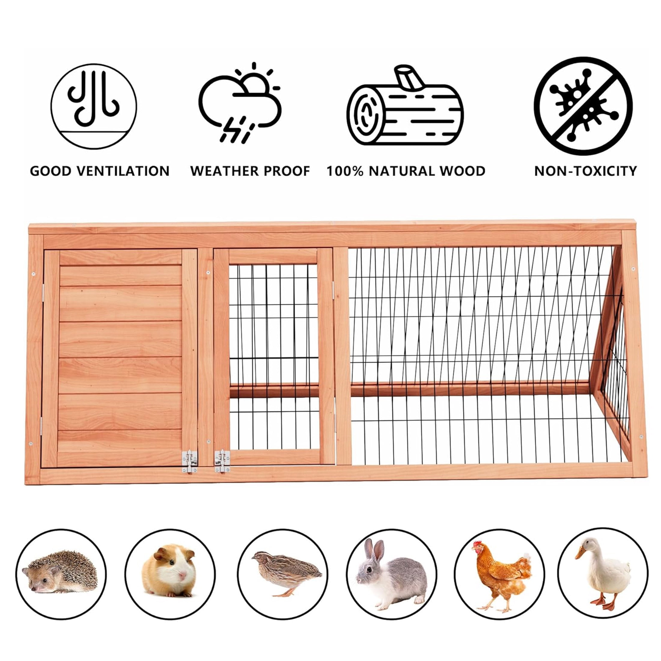 Wooden Tiny Chicken Coop,Mini Duck Hutch with Brooder Cage Wire Mesh for Indoor Outdoor Use,Brown
