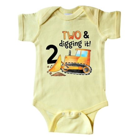 

Inktastic Two and Digging It Bulldozer 2nd Birthday Gift Baby Boy or Baby Girl Bodysuit