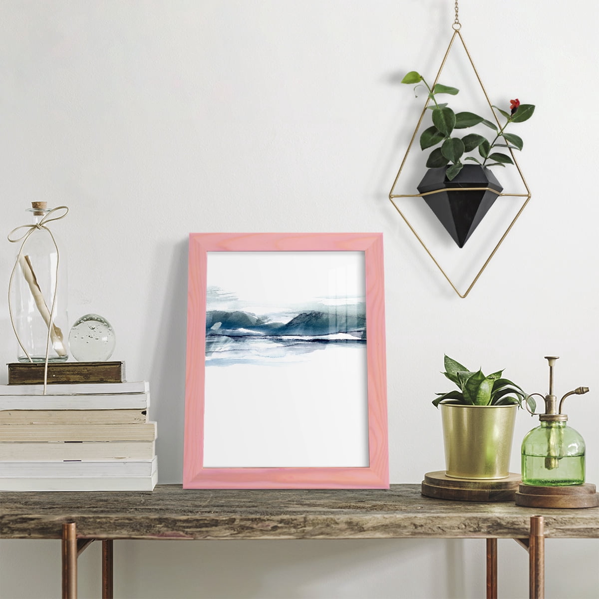 Stark Horizon I - Framed Print w/glass - Sunset Pink