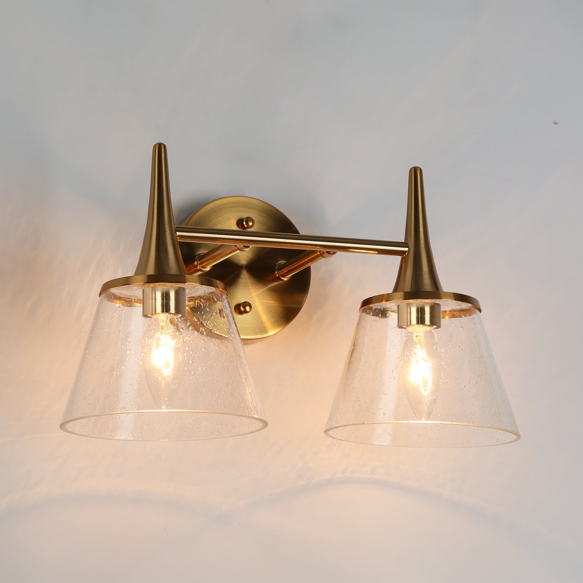 LNC Quoridan 14.2-in 2-Light Polished Gold LED Modern/Contemporary Vanity Light