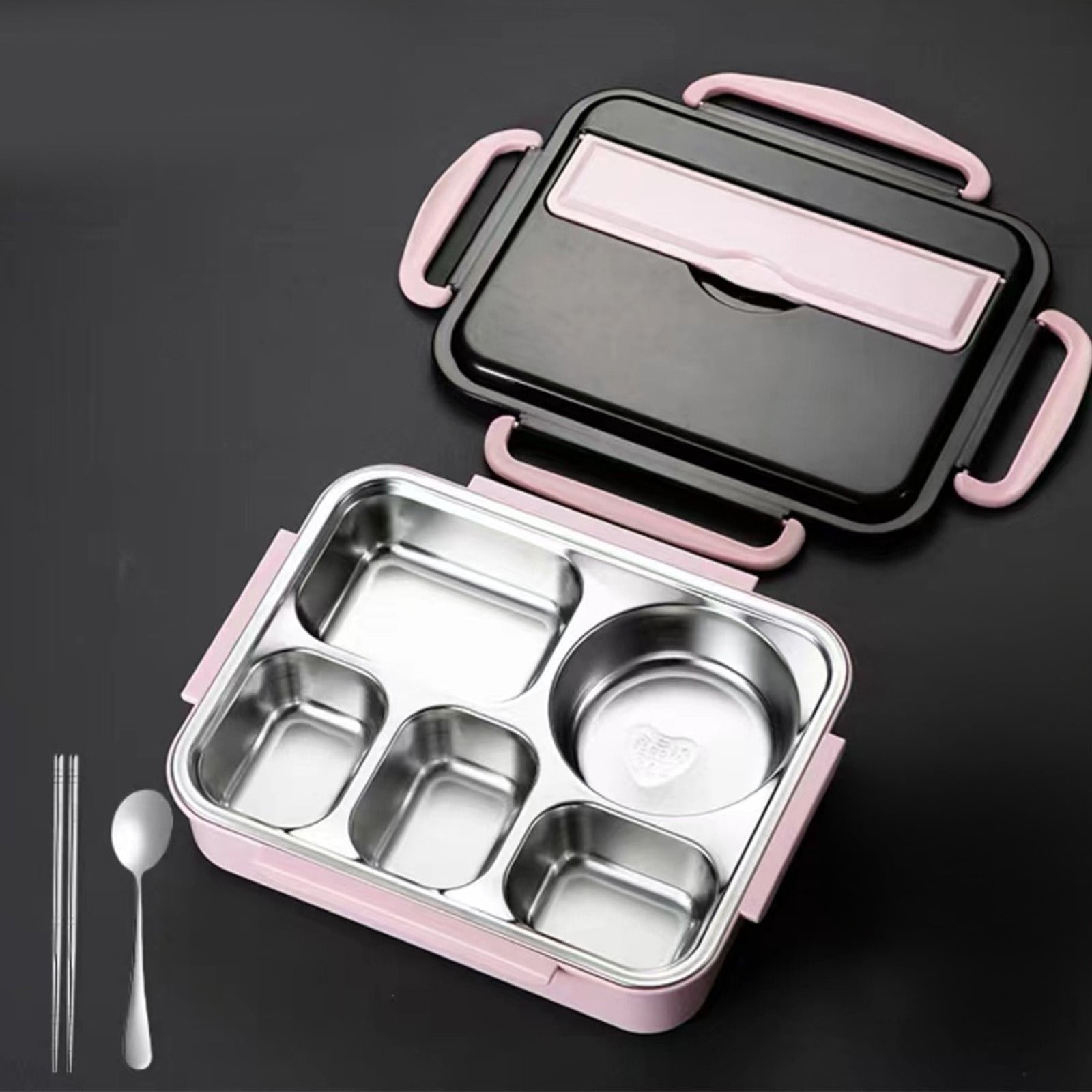 50oz/1500ML Stainless Steel Bento Box Large Lunch Boxes with 5 Compartments Metal Food Storage Containers for Home Office Camping Hiking Picnic Use
