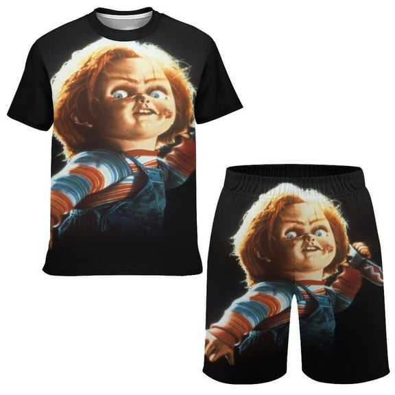 Bride Of Chucky Boys Girls Short Sleeve Mesh T-Shirt And Shorts Outfit Set Summer Clothes Set for Kids