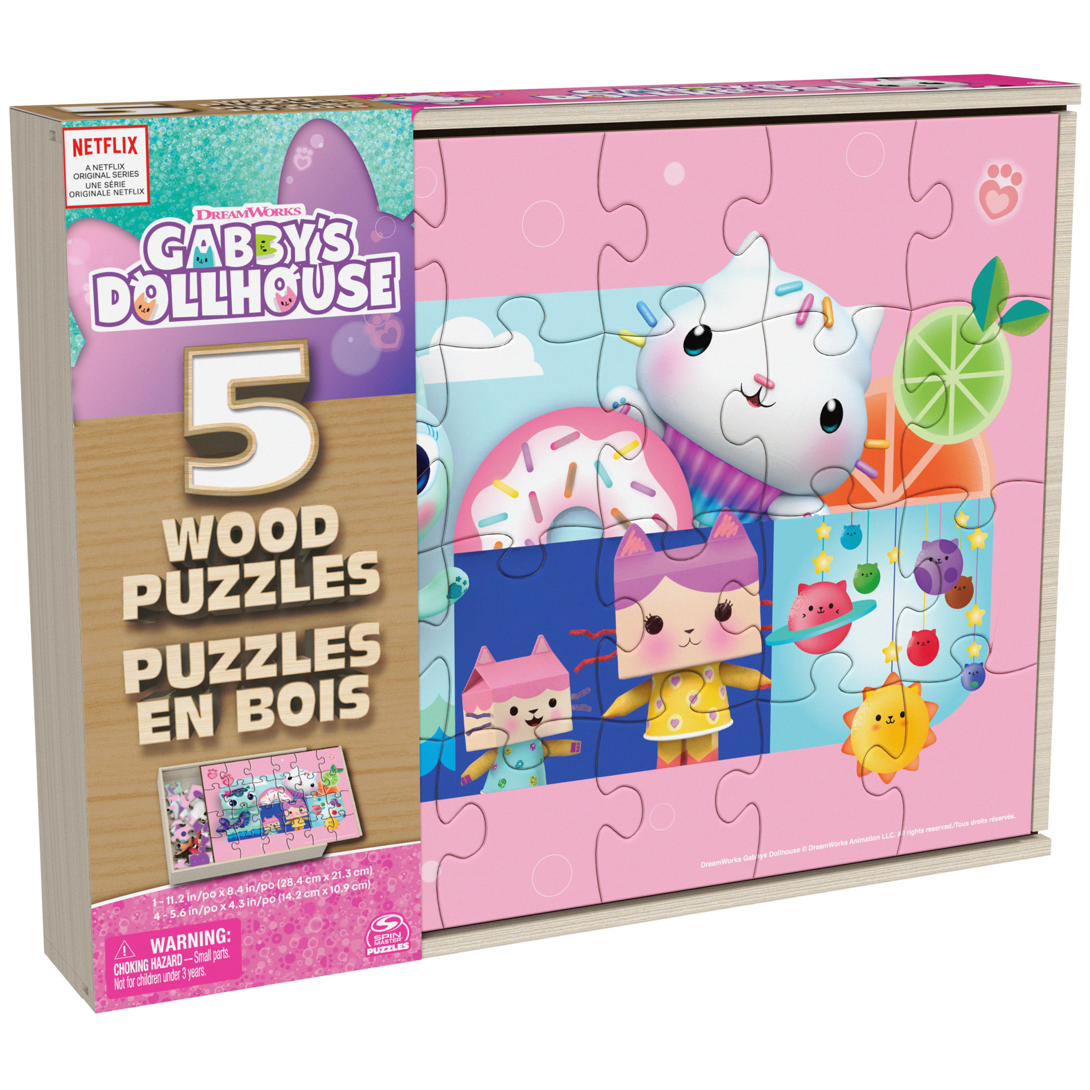 Gabby’s Dollhouse, 5 Wood Puzzles with Storage Box, for Kids Ages 4 and up - image 3 of 7