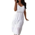 thumbnail image 1 of Vestido de verano con tirantes de encaje para mujer: vestido de playa sexy e informal, poliéster, largo normal, tallas S-XXL, 1 of 8