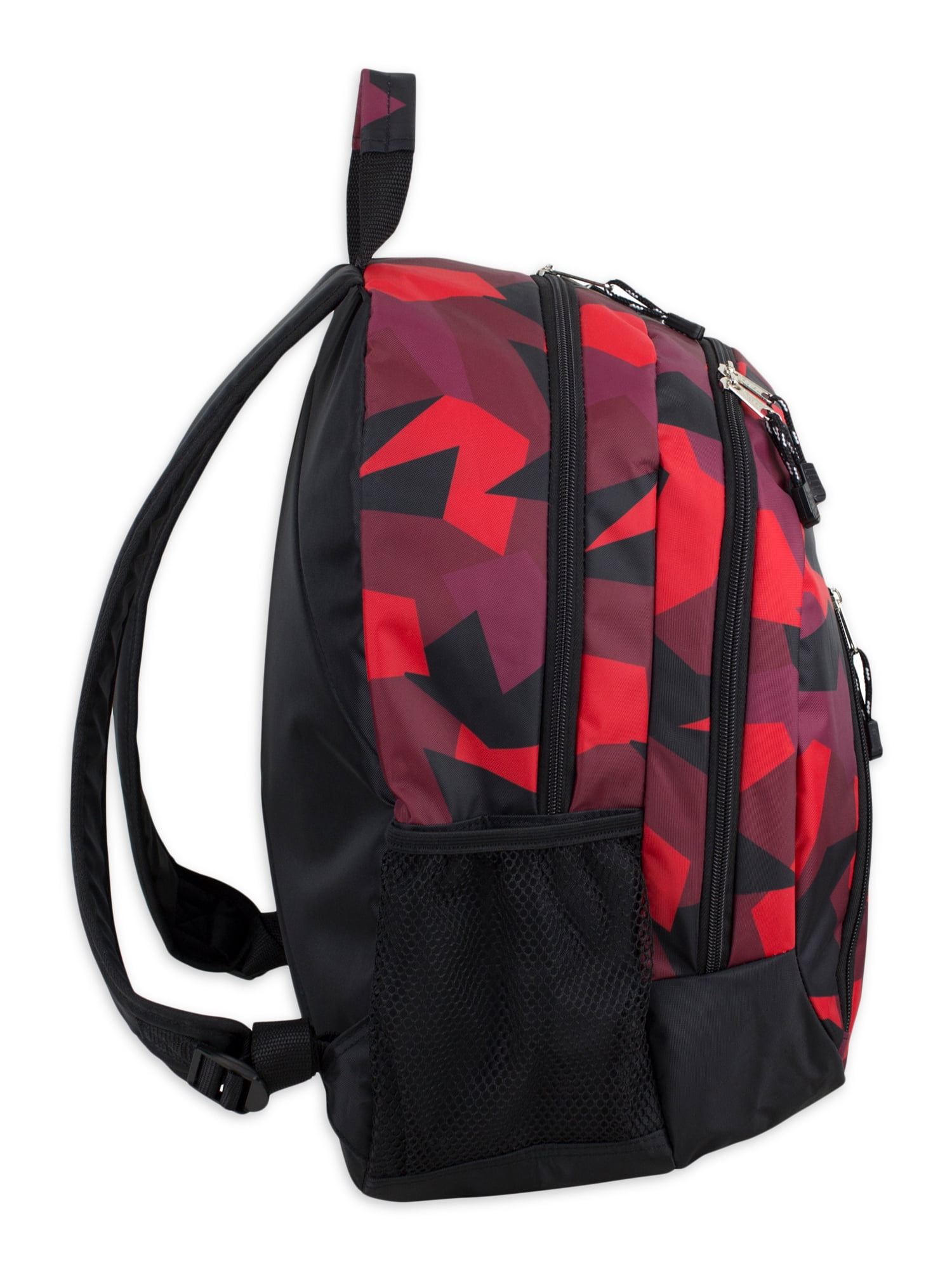 Fuel Unisex Men's and Women's Action 18" Laptop Backpack, Red Black Jagged