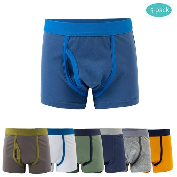 Emy Dola 2-12T Kid Boys Solid Color Boxer Briefs Little Boys Cotton Underwear Panties Big Boy's Boyshort,5-Packs Random Color