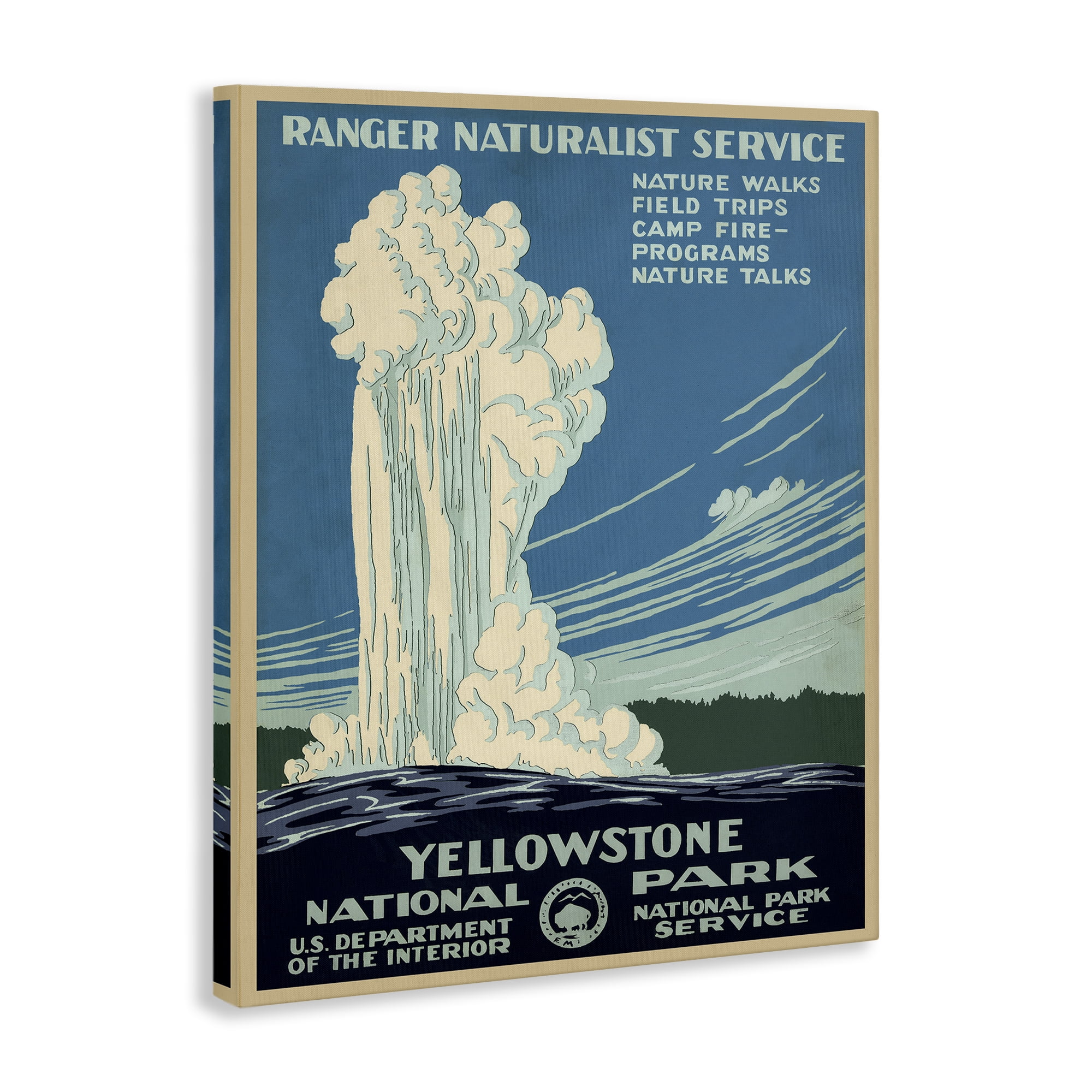 Stupell Industries Vintage Yellowstone Poster Landscape Painting Gallery Wrapped Canvas Art Print Wall Art, 30 x 40