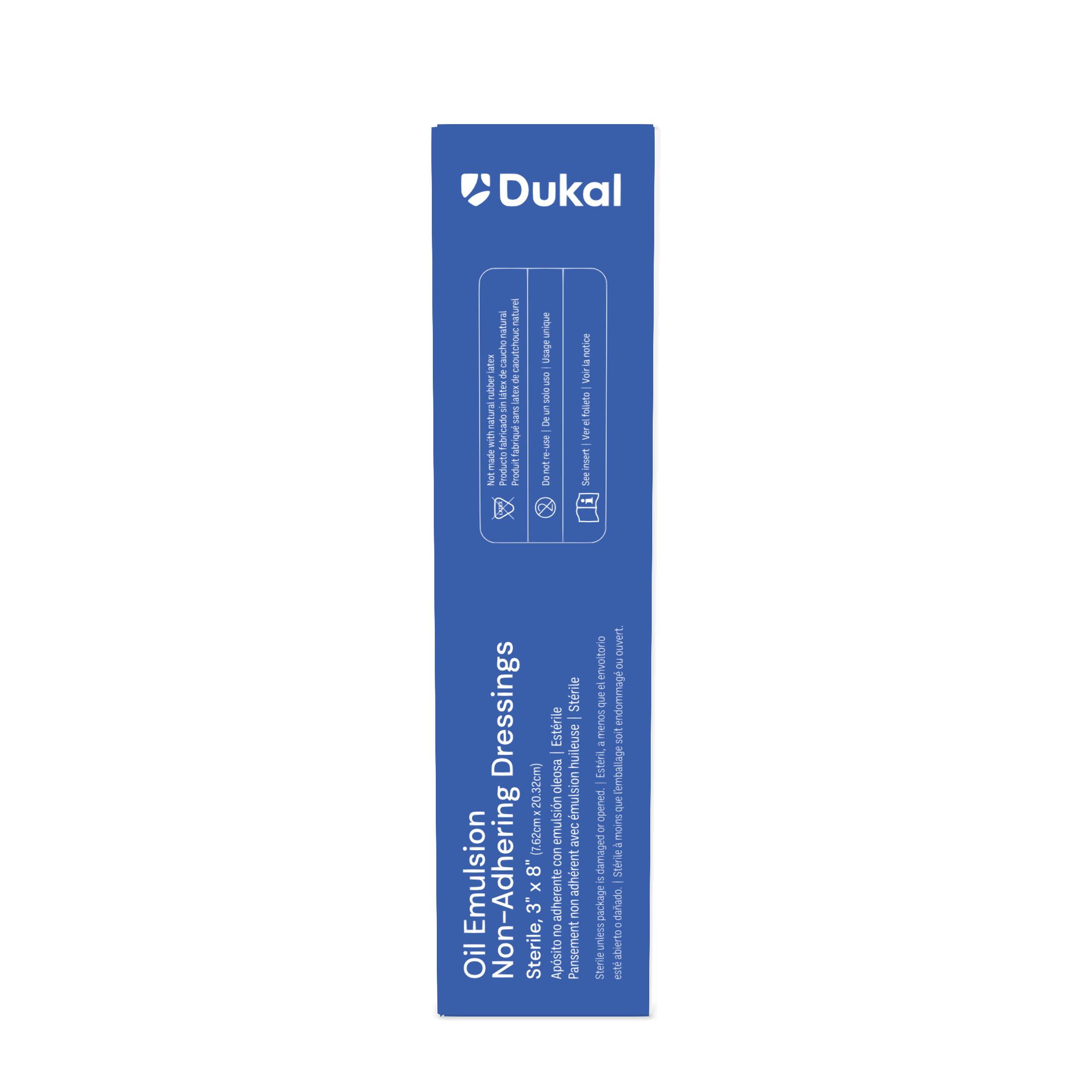 Dukal Oil Emulsion Non-Adherent Dressing 3" x 8" – Box of 24 Sterile Wound Care Pads for Burns, Cuts, and Surgical Dressings