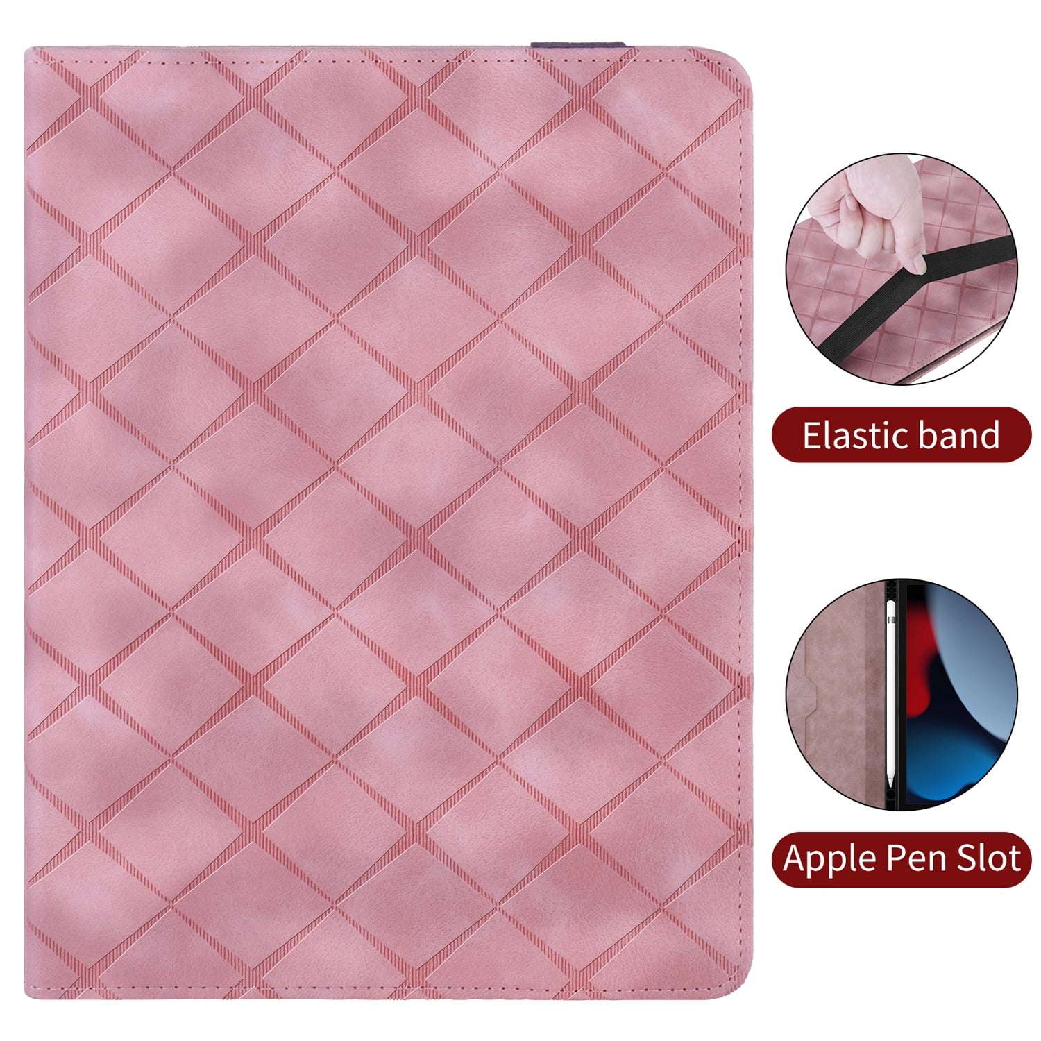 Decase for iPad A16 11th Generation Case 11 inch 2025 & iPad 10th Generation Cover 10.9" 2022 with Pencil Holder/Pockets,Auto Wake/Sleep,Folio Stand Embossed PU Leather Smart Wallet Shell,Pink