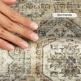 thumbnail image 4 of Hasoo Indoor Washable Area Rug 8' x 10' Geometric Rugs for Living Room Floral Throw Floor Mats Non-Slip Accent Carpet Brown, 4 of 7