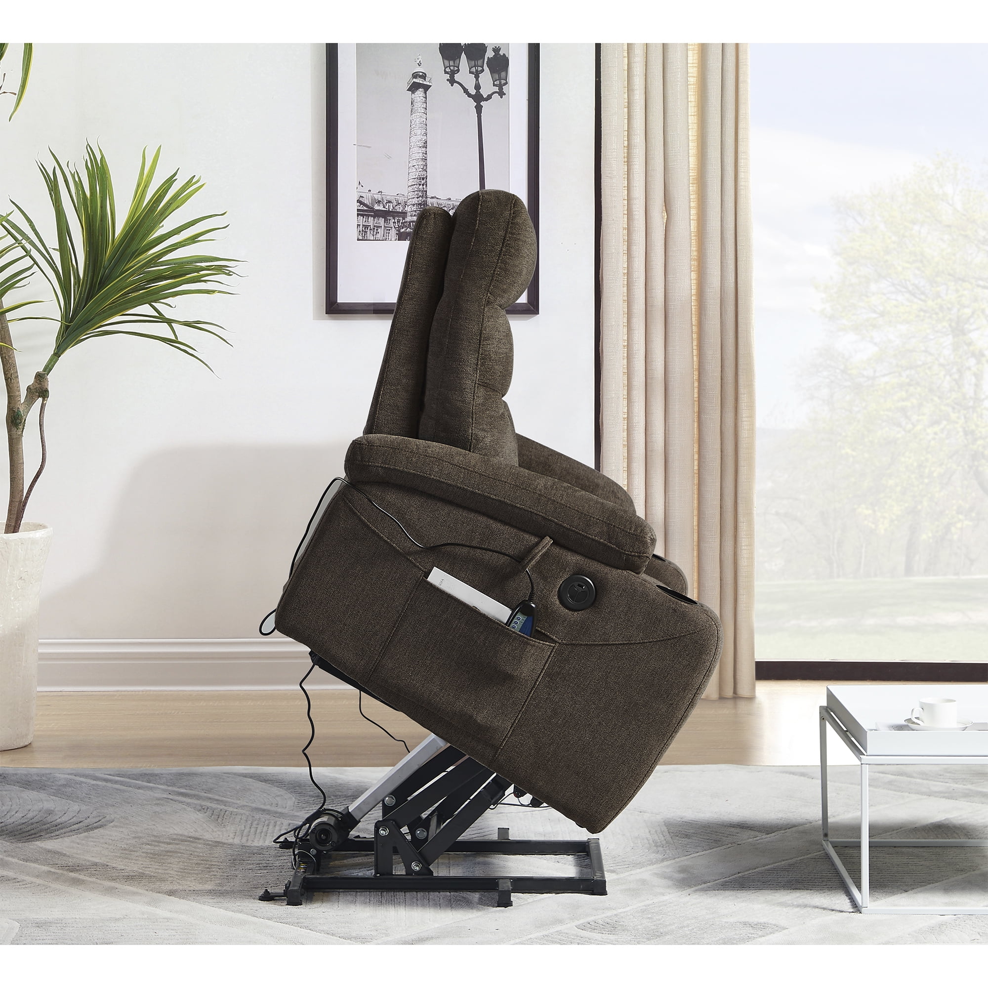 Kadyn Rocking Recliner Chair, Electric Power Lift Recliner Chair Sofa with Massage and Heat for Elderly for Living Room Bedroom, USB Ports, Brown Kadyn Rocking Recliner Chair, Electric Power Lift Recliner Chair Sofa with Massage and Heat for Elderly for Living Room Bedroom, USB Ports, Brown