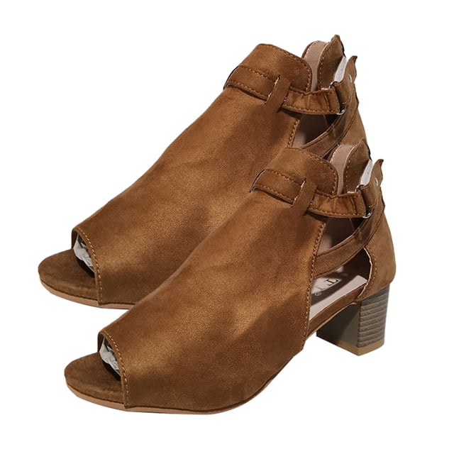 Guardurnaity Sandalias peep toe de tacón alto, elegantes y con estilo, marrones, para una moda elegante y elegante, fácil de limpiar Calzado