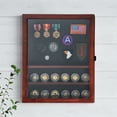 thumbnail image 3 of Emma + Oliver Medals Display Case, 14.4x17.7, Removable Shelves, Pin Back, Solid Pine Wood, Mahogany Finish, 3 of 15