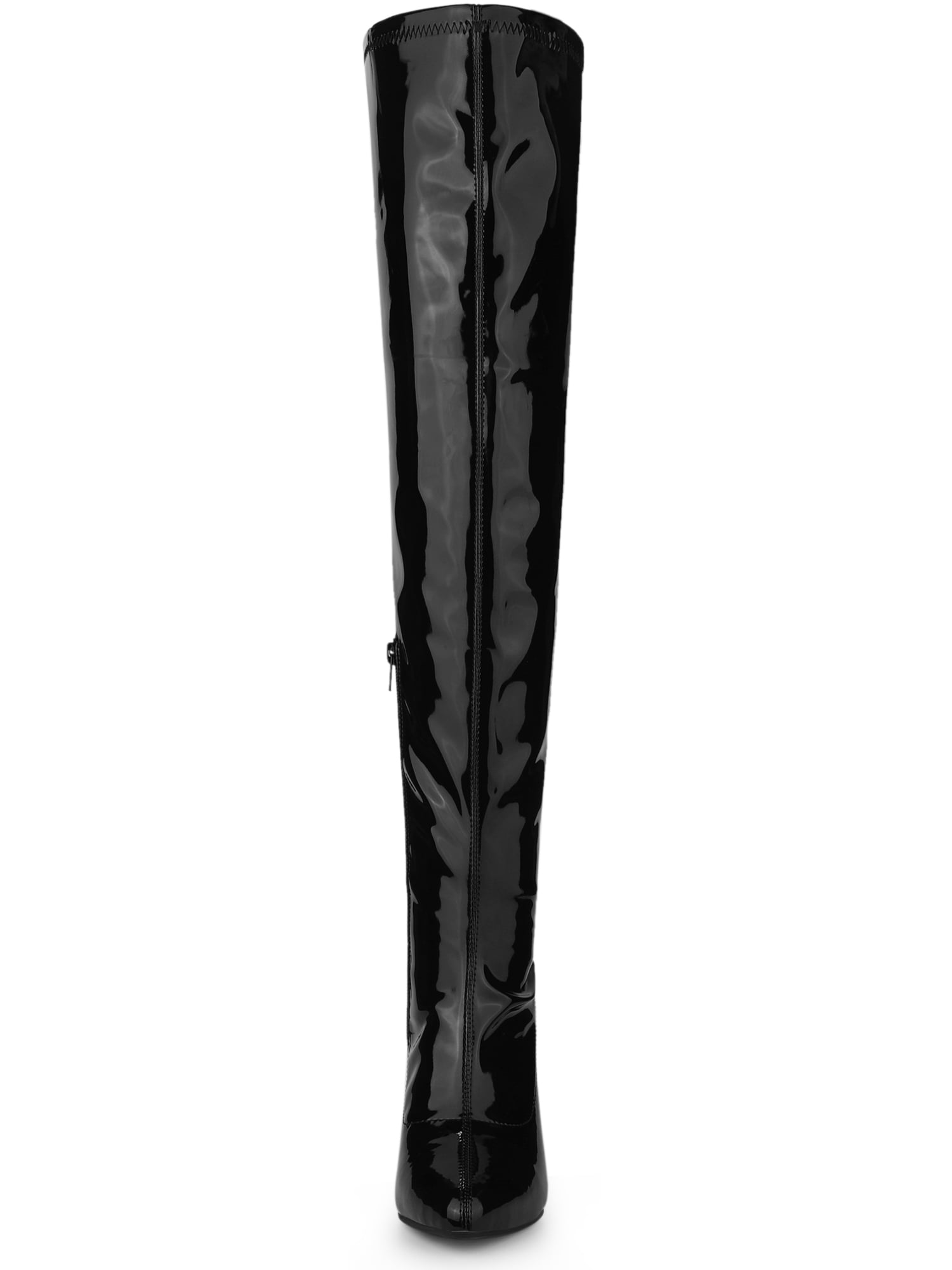 Unique Bargains Women's Pointed Toe Stiletto Heeled Over The Knee High Boots Black 8