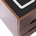 thumbnail image 5 of Modern 3 Drawers Nightstand Bedroom Storage Bedside Table LED Lighting End Desk Brown, 5 of 10