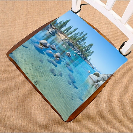 

PHFZK Nature Scenery Chair Pad Beautiful Blue Water on the Shore of the Lake Seat Cushion Chair Cushion Floor Cushion Two Sides Size 18x18 inches