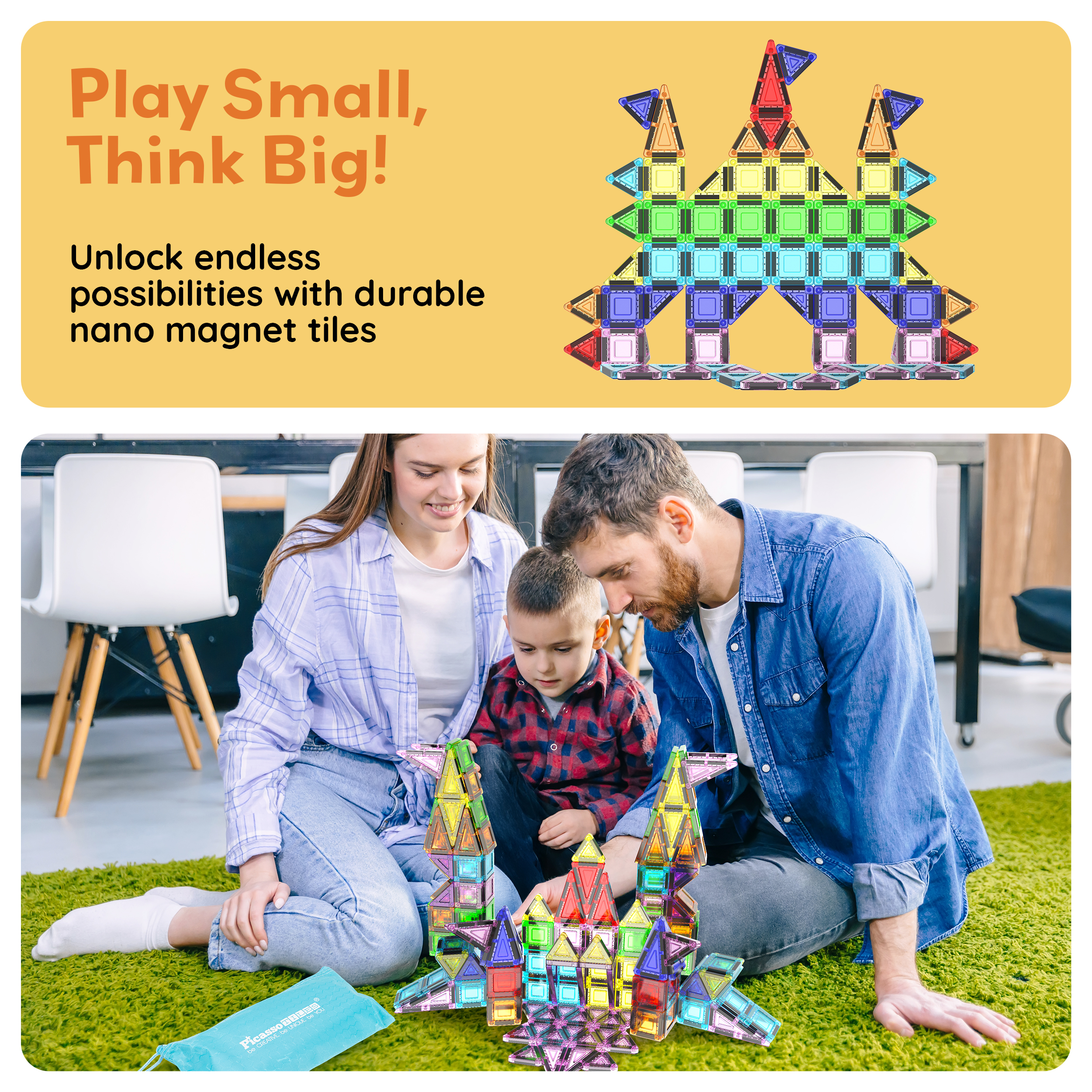 Picasso Tiles 67-Piece Nano Magnetic Tile Travel Set photo 7