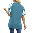 thumbnail image 3 of Hauts à Manches Courtes pour Femmes Manches Raglan Décontractées Épaules Dénudées Imprimé Polyester Col Rond, 3 of 8