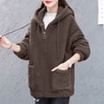 thumbnail image 2 of Manteau Grande Taille Mode Décontractée pour Femmes Automne Hiver Couleur Unie Cardigan à Capuche Fermeture Éclair Chaud Confortable, 2 of 8
