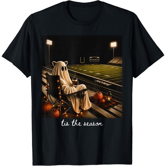 Tis the Season Football Raccoon Ghost Halloween T-Shirt